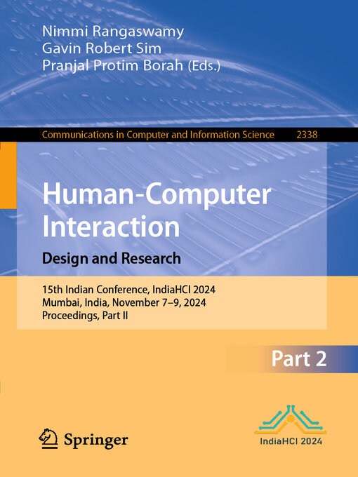 Title details for Human-Computer Interaction. Design and Research by Nimmi Rangaswamy - Available